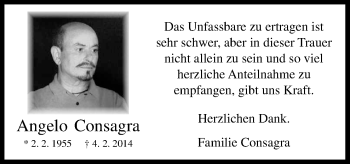 Traueranzeige von Angelo Consagra von Neue Osnabrücker Zeitung GmbH & Co. KG