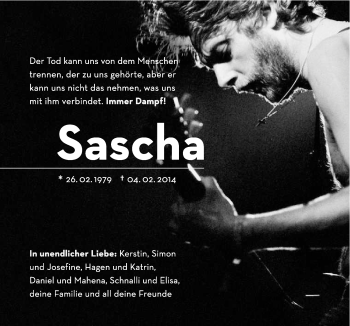 Traueranzeige von Sascha  von Neue Osnabrücker Zeitung GmbH & Co. KG