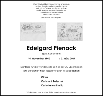 Traueranzeige von Edelgard Pienack von Neue Osnabrücker Zeitung GmbH & Co. KG