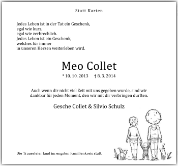 Traueranzeige von Meo Collet von Neue Osnabrücker Zeitung GmbH & Co. KG