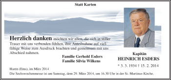 Traueranzeige von Heinrich Esders von Neue Osnabrücker Zeitung GmbH & Co. KG