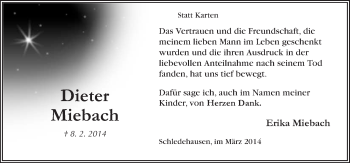 Traueranzeige von Dieter Miebach von Neue Osnabrücker Zeitung GmbH & Co. KG