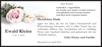 Traueranzeige von Ewald Kleine von Neue Osnabrücker Zeitung GmbH & Co. KG