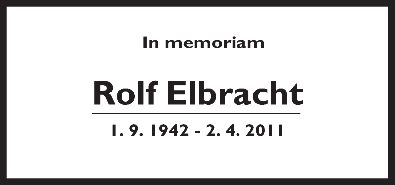  Traueranzeige für Rolf Elbracht vom 02.04.2014 aus Neue Osnabrücker Zeitung GmbH & Co. KG