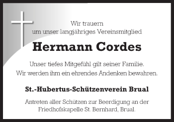 Traueranzeige von Hermann Cordes von Neue Osnabrücker Zeitung GmbH & Co. KG