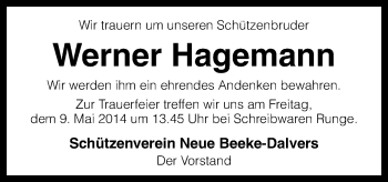 Traueranzeige von Werner Hagemann von Neue Osnabrücker Zeitung GmbH & Co. KG