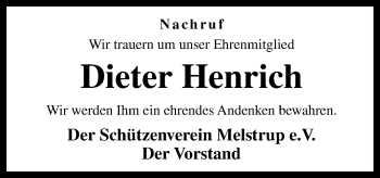 Traueranzeige von Dieter Henrich von Neue Osnabrücker Zeitung GmbH & Co. KG