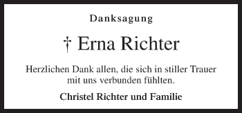 Traueranzeige von Erna Richter von Neue Osnabrücker Zeitung GmbH & Co. KG