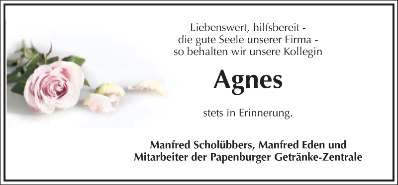  Traueranzeige für Agnes Rehbock vom 01.07.2014 aus Neue Osnabrücker Zeitung GmbH & Co. KG