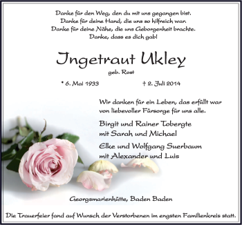 Traueranzeige von Jngetvtatif MtIey von Neue Osnabrücker Zeitung GmbH & Co. KG