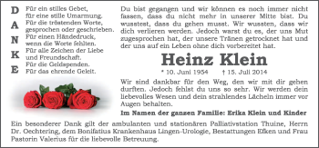 Traueranzeige von Heinz Klein von Neue Osnabrücker Zeitung GmbH & Co. KG