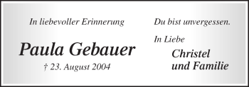 Traueranzeige von Paula Gebauer von Neue Osnabrücker Zeitung GmbH & Co. KG