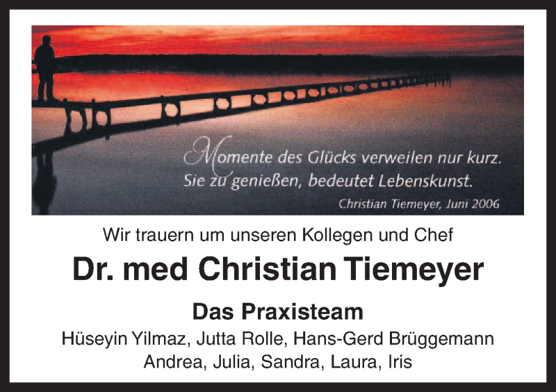  Traueranzeige für Christian Tiemeyer vom 05.09.2014 aus Neue Osnabrücker Zeitung GmbH & Co. KG