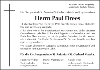 Traueranzeige von Paul Drees von Neue Osnabrücker Zeitung GmbH & Co. KG