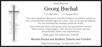 Traueranzeige von Georg Buchal von Neue Osnabrücker Zeitung GmbH & Co. KG