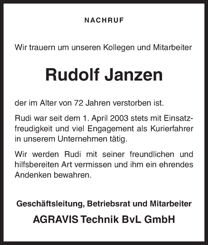  Traueranzeige für Rudolf Janzen vom 24.09.2014 aus Neue Osnabrücker Zeitung GmbH & Co. KG