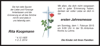 Traueranzeige von Rita Koopmann von Neue Osnabrücker Zeitung GmbH & Co. KG