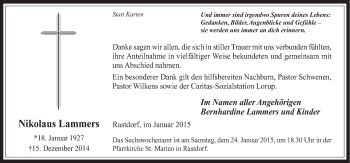 Traueranzeige von Nikolaus Lammers von Neue Osnabrücker Zeitung GmbH & Co. KG