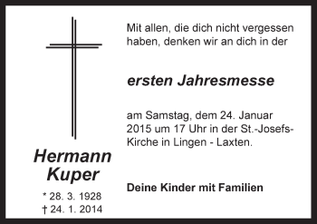 Traueranzeige von Hermann Kuper von Neue Osnabrücker Zeitung GmbH & Co. KG