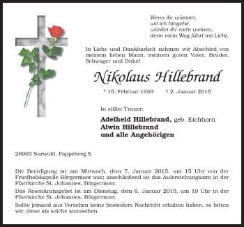 Traueranzeige von Nikolaus Hakbrand von Neue Osnabrücker Zeitung GmbH & Co. KG