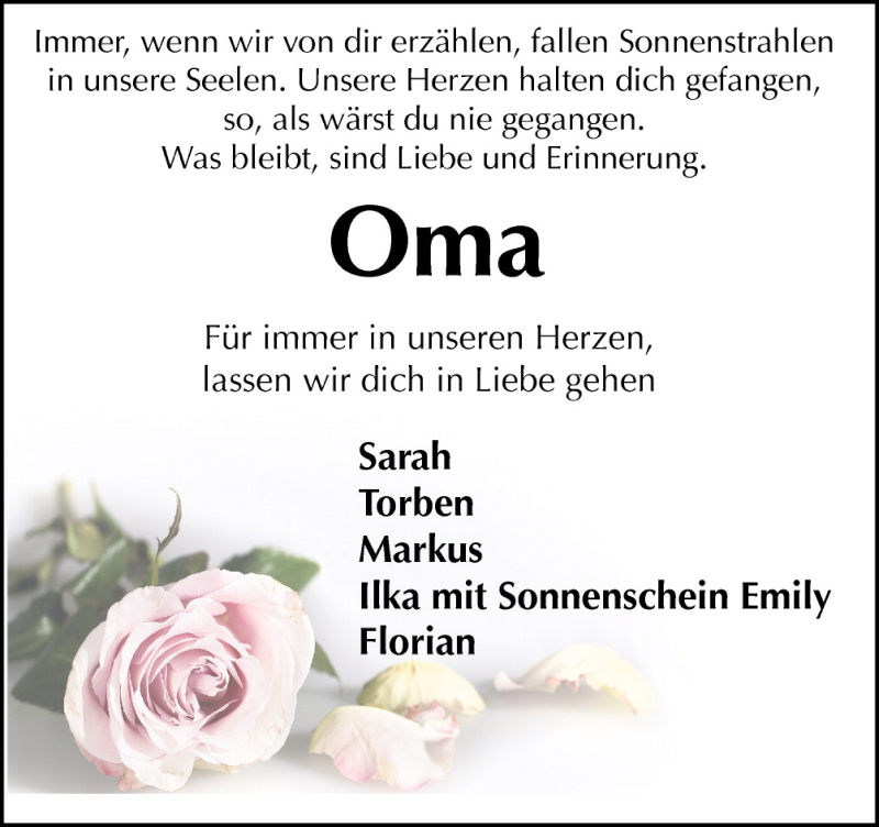  Traueranzeige für Oma  vom 24.10.2015 aus Neue Osnabrücker Zeitung GmbH & Co. KG
