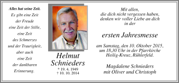 Traueranzeige von Helmut Schieders von Neue Osnabrücker Zeitung GmbH & Co. KG