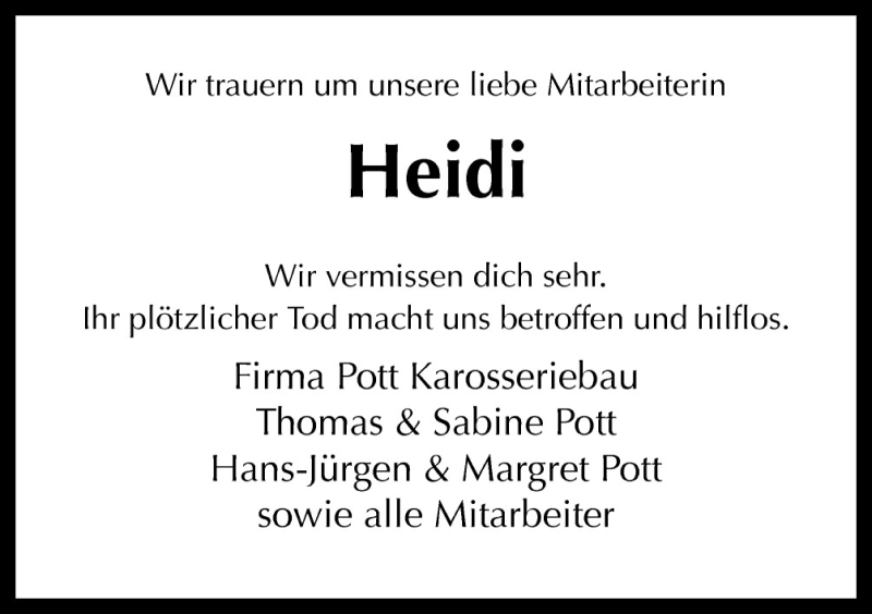  Traueranzeige für Heidi  vom 28.10.2015 aus Neue Osnabrücker Zeitung GmbH & Co. KG