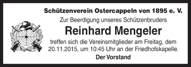  Traueranzeige für Reinhard Mengeler vom 19.11.2015 aus Neue Osnabrücker Zeitung GmbH & Co. KG