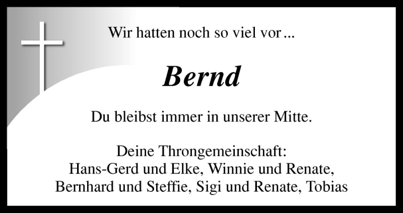  Traueranzeige für Bernd  vom 03.11.2015 aus Neue Osnabrücker Zeitung GmbH & Co. KG