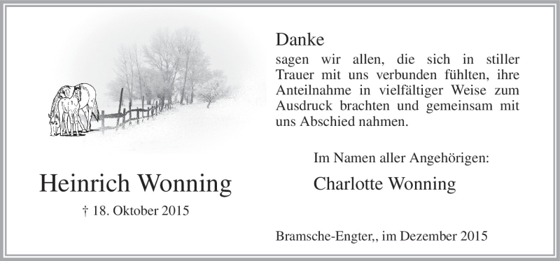  Traueranzeige für Heinrich Wonning vom 05.12.2015 aus Neue Osnabrücker Zeitung GmbH & Co. KG