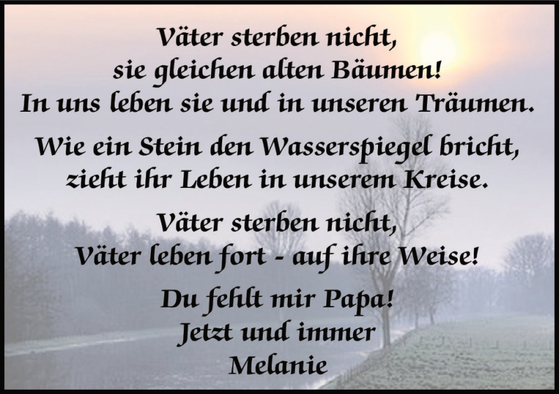  Traueranzeige für Väter  vom 16.12.2015 aus Neue Osnabrücker Zeitung GmbH & Co. KG