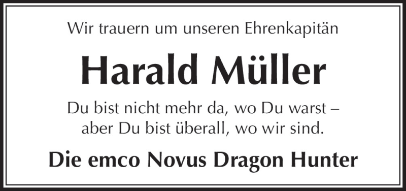  Traueranzeige für Harald Müller vom 23.12.2015 aus Neue Osnabrücker Zeitung GmbH & Co. KG