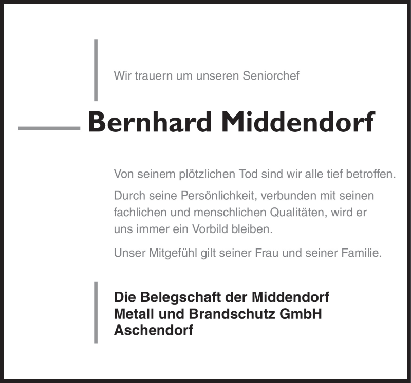  Traueranzeige für Bernhard Middendorf vom 09.12.2015 aus Neue Osnabrücker Zeitung GmbH & Co. KG