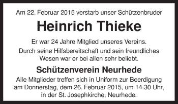 Traueranzeige von Heinrich Thieke von Neue Osnabrücker Zeitung GmbH & Co. KG