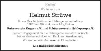 Traueranzeige von Helmut Strüwe von Neue Osnabrücker Zeitung GmbH & Co. KG