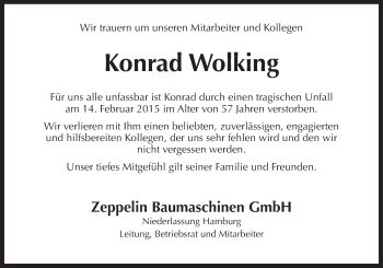 Traueranzeige von Konrad Wolking von Neue Osnabrücker Zeitung GmbH & Co. KG