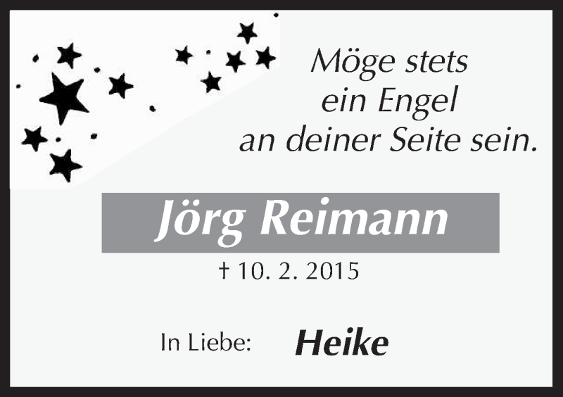  Traueranzeige für Jörg Reimann vom 19.02.2015 aus Neue Osnabrücker Zeitung GmbH & Co. KG