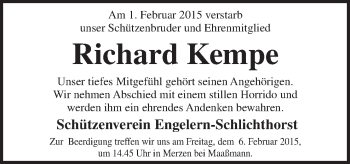 Traueranzeige von Richard Kempe von Neue Osnabrücker Zeitung GmbH & Co. KG