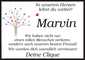 Traueranzeige von Marvin Baudis von Neue Osnabrücker Zeitung GmbH & Co. KG