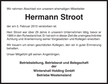 Traueranzeige von Hermann Stroot von Neue Osnabrücker Zeitung GmbH & Co. KG