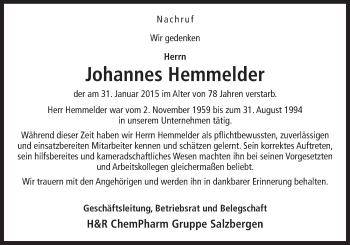 Traueranzeige von Johannes Hemmelder von Neue Osnabrücker Zeitung GmbH & Co. KG