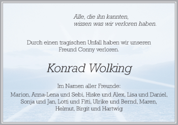 Traueranzeige von Konrad Wolking von Neue Osnabrücker Zeitung GmbH & Co. KG