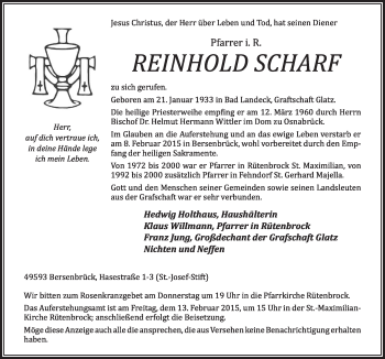 Traueranzeige von Reinhold Scharf von Neue Osnabrücker Zeitung GmbH & Co. KG