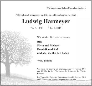 Traueranzeige von Ludwig Harmeyer von Neue Osnabrücker Zeitung GmbH & Co. KG