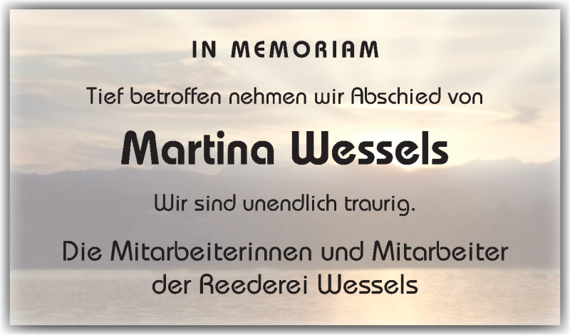  Traueranzeige für Martina Wessels vom 18.02.2015 aus Neue Osnabrücker Zeitung GmbH & Co. KG