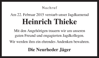 Traueranzeige von Heinrich Thieke von Neue Osnabrücker Zeitung GmbH & Co. KG