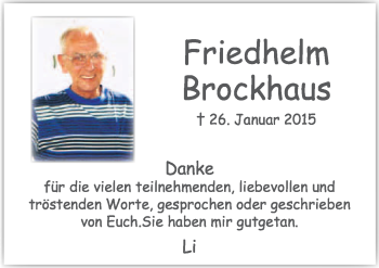 Traueranzeige von Friedhelm Brockhaus von Neue Osnabrücker Zeitung GmbH & Co. KG