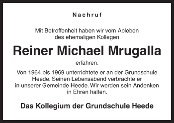 Traueranzeige von Reiner Michael Mrugalla von Neue Osnabrücker Zeitung GmbH & Co. KG