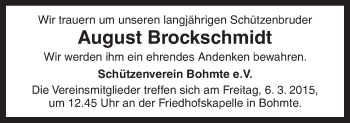 Traueranzeige von August Brockschmidt von Neue Osnabrücker Zeitung GmbH & Co. KG