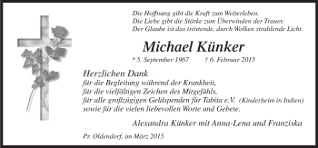 Traueranzeige von Michael Künker von Neue Osnabrücker Zeitung GmbH & Co. KG